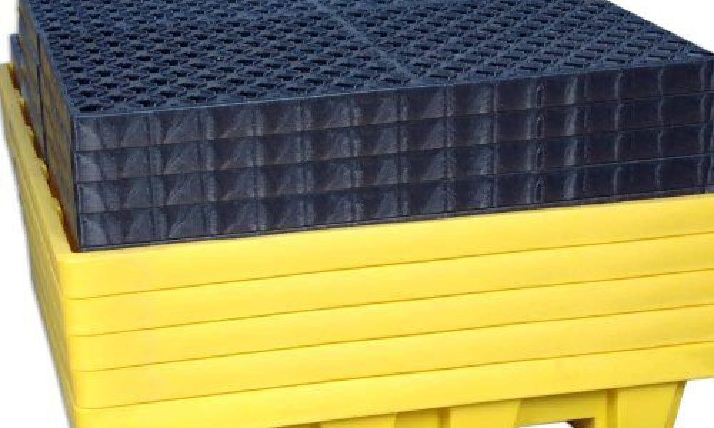 Ultra Spill Pallet P4, Nestable, With Drain, Yellow